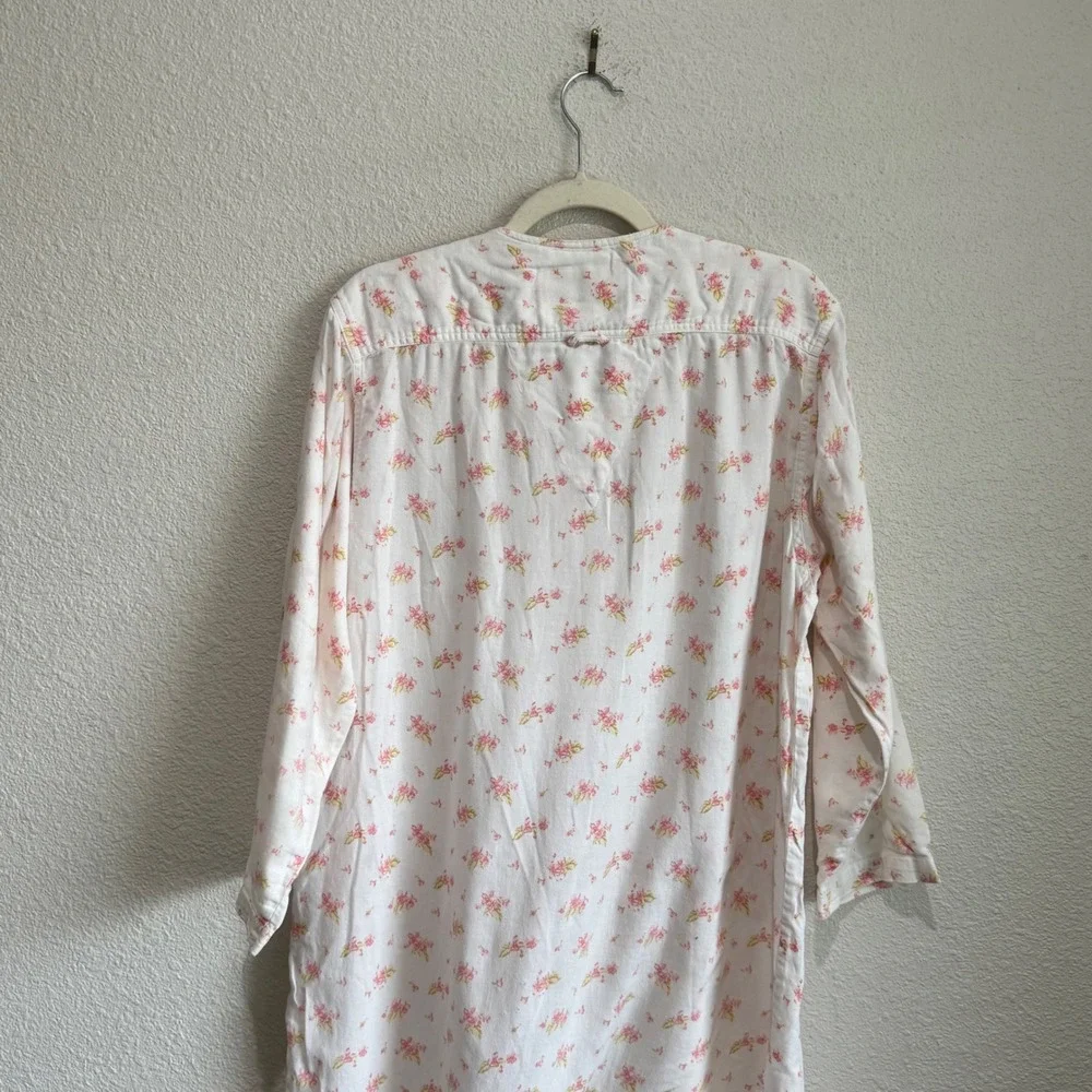 Vintage Victorias Secret Country Cottons Floral‎ Nightshirt White Pink M Cottage